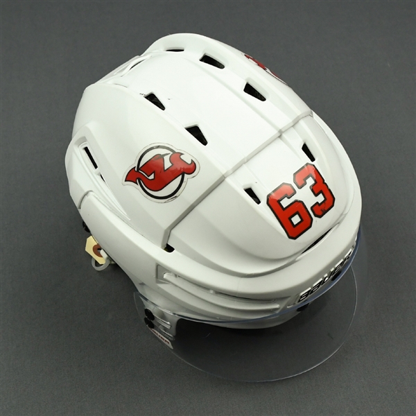 Bratt, Jesper<br>White, Bauer Helmet w/ Bauer Shield<br>New Jersey Devils 2018-19<br>#63 Size: Medium