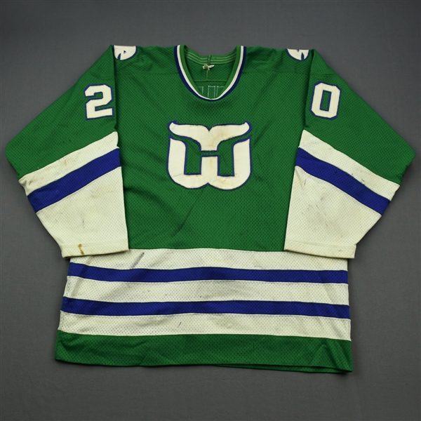 Zuke, Mike *<br>Green<br>Hartford Whalers 1983-84<br>#20 Size: L