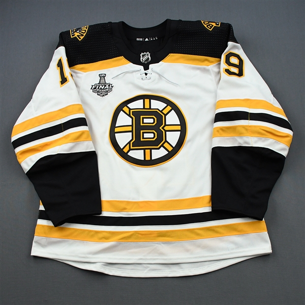 Senyshyn, Zach *<br>White Stanley Cup Final Set 2 - Game-Issued (GI)<br>Boston Bruins 2018-19<br>#19 Size: 56