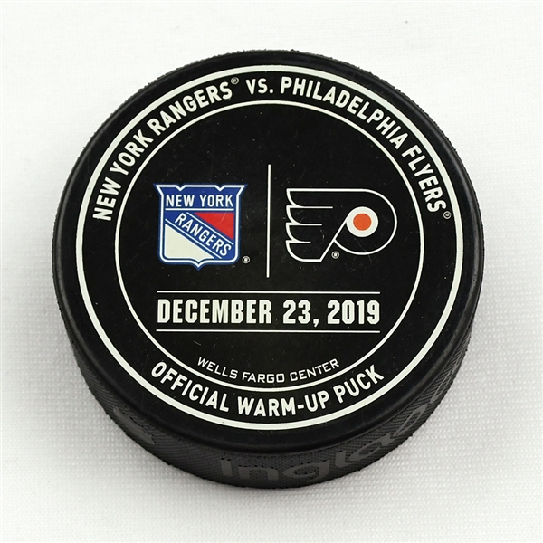 Philadelphia Flyers Warmup Puck<br>December 23, 2019 vs New York Rangers<br>Philadelphia Flyers 2019-20<br> 