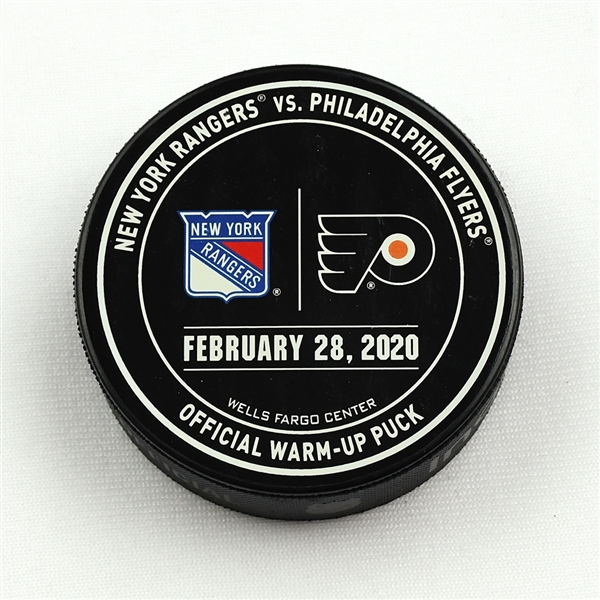 Philadelphia Flyers Warmup Puck<br>February 28, 2020 vs New York Rangers<br>Philadelphia Flyers 2019-20<br> 