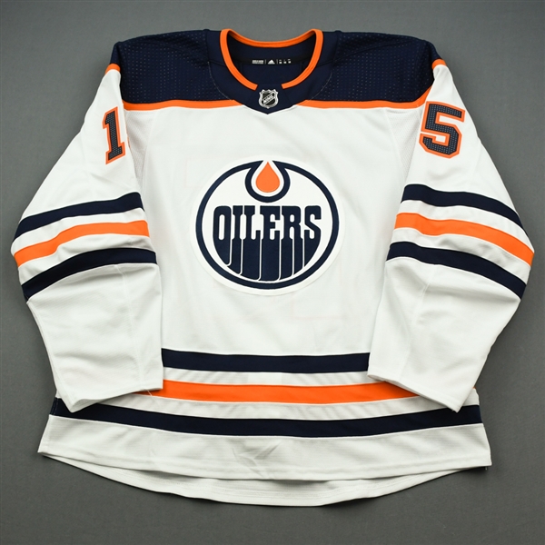 Archibald, Josh<br>White Set 1 - Preseason Only<br>Edmonton Oilers 2019-20<br>#15 Size: 56