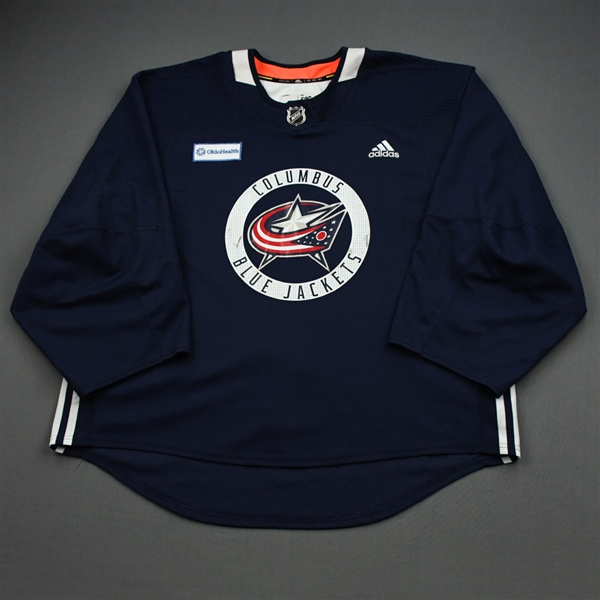 adidas<br>Navy Practice Jersey w/ OhioHealth Patch <br>Columbus Blue Jackets 2019-20<br> Size: 58G