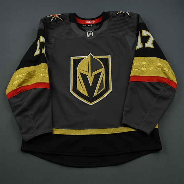 Gusev, Nikita<br>Gray Stanley Cup Playoffs - Game-Issued (GI)<br>Vegas Golden Knights 2018-19<br>#17 Size: 54