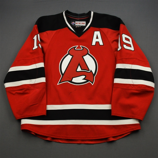 Camper, Carter *<br>Red w/A - Autographed<br>Albany Devils 2016-17<br>#19 Size: 54