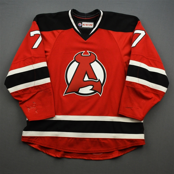 Stollery, Karl *<br>Red - Autographed<br>Albany Devils 2016-17<br>#7 Size: 54
