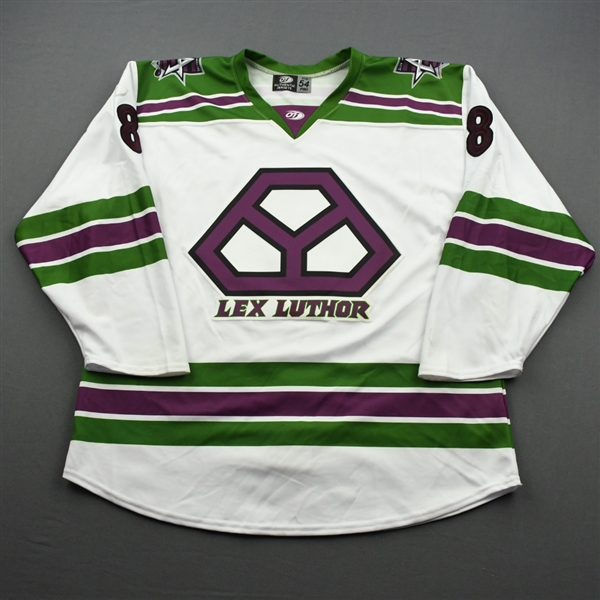 Sheehy, Tyler<br>DC Lex Luthor - Worn December 1, 2019 @ Tulsa Oilers (Autographed)<br>Allen Americans 2019-20<br>#8 Size: 54