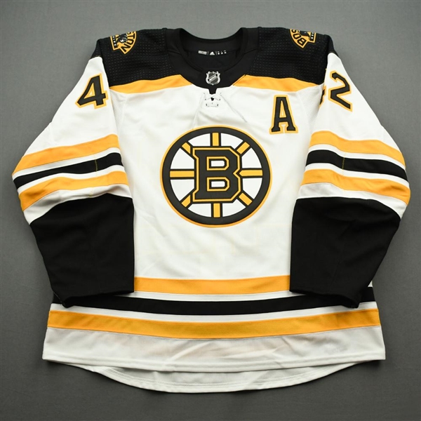 Backes, David<br>White Set 2 w/A - Game-Issued (GI)<br>Boston Bruins 2019-20<br>#42 Size: 56