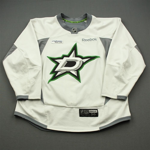 Boomhower, Shaw<br>White Practice Jersey w/ UT Southwestern Medical Center Patch - CLEARANCE<br>Dallas Stars <br>#57 Size: 56