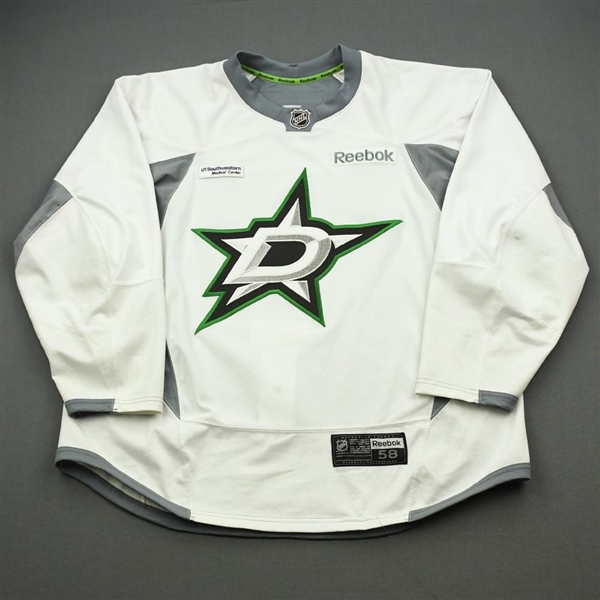 Dowling, Justin<br>White Practice Jersey w/ UT Southwestern Medical Center Patch - CLEARANCE<br>Dallas Stars <br>#37 Size: 58