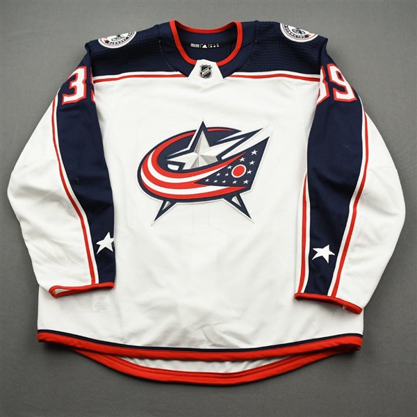 Angle, Tyler<br>White Set 1 - Training Camp Only<br>Columbus Blue Jackets 2019-20<br>#39 Size: 56