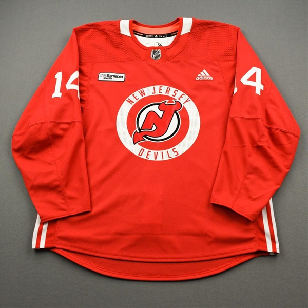 Anderson, Joey<br>Red Practice Jersey w/ RWJ Barnabas Health Patch<br>New Jersey Devils 2019-20<br>#14 Size: 56
