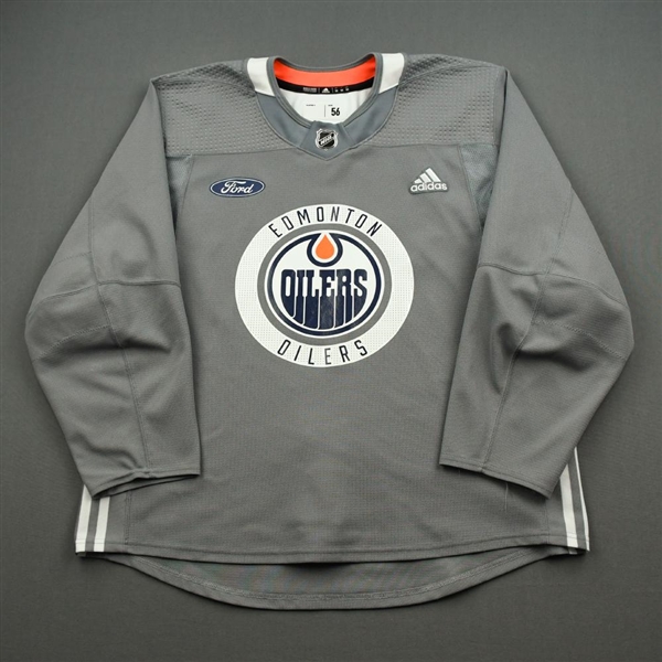 adidas <br>Gray Practice Jersey w/ Ford Patch<br>Edmonton Oilers 2019-20<br> Size: 56
