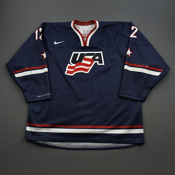 Merrill, Jon *<br>Blue - World Junior Championship<br>Team USA Hockey 2011<br>#12 Size: 56