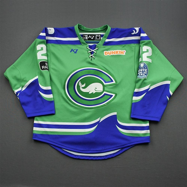 Lancaster, MacKenzie<br>Green Lake Placid Set w/ Isobel Cup & End Racism Patch<br>Connecticut Whale 2020-21<br>#22 Size:  MD