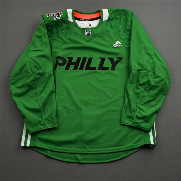 adidas<br>Green - Stadium Series Practice Jersey - Game-Issued (GI) - CLEARANCE<br>Philadelphia Flyers 2018-19<br> Size: 52