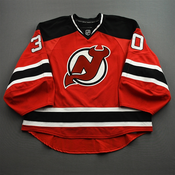 Brodeur, Martin *<br>Red - Worn During Record-Breaking 552nd Win - First Period<br>New Jersey Devils 2008-09<br>#30 Size: 58+
