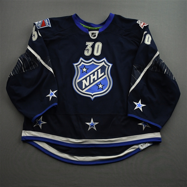Lundqvist, Henrik *<br>Blue Set 2 of 3 - Game-Issued (GI) before Fantasy Draft<br>NHL All-Star 2010-11<br>#30 Size: 58G
