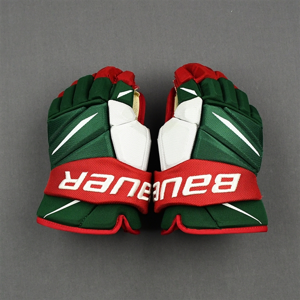 Bastian, Nathan<br>Bauer Vapor 2X Gloves (Reverse Retro Colors)<br>New Jersey Devils 2020-21<br>#14 Size: 14"