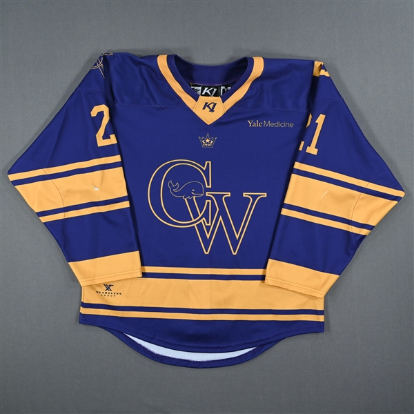 Keenan, Emma<br>Pittsburgh Pennies Retro - Worn January 14, 2023 vs. Montreal Force<br>Connecticut Whale 2022-23<br>#21 Size: MD