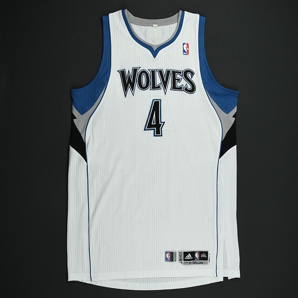 Johnson, Wesley *<br>White - Photo-Matched to 6 Games - Worn 6 Games (1/6/12, 1/16/12, 1/18/12, 2/7/12, 2/19/12, and 3/7/12)<br>Minnesota Timberwolves 2011-12<br>#4 Size: 2XL+2