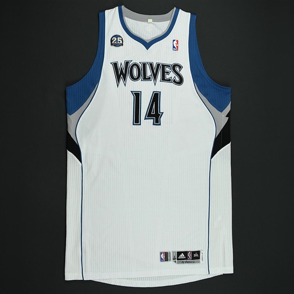 Pekovic, Nikola *<br>White Set 1 - w/25 Seasons patch - Photo-Matched to 9 Games - Worn 9 Games (11/6/13, 11/8/13, 11/13/13, 11/16/13, 11/20/13, 11/22/13, 12/7/13, 12/11/13, and 12/18/13...