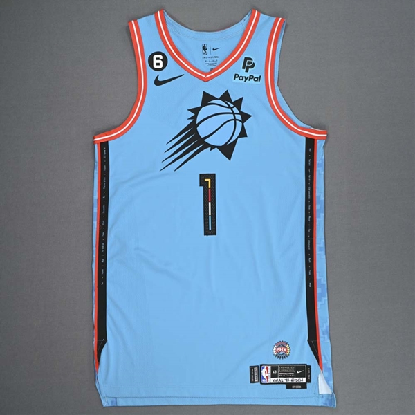 Booker, Devin *<br>City Edition Jersey - Worn 6 Games (11/16, 11/18, 11/20, 11/22, 12/2, 12/25)<br>Phoenix Suns 2022-23<br>#1 Size: 48+4