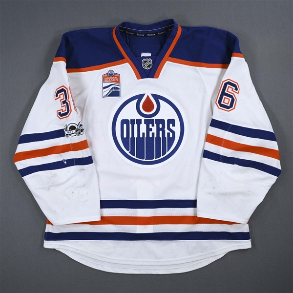 Caggiula, Drake *<br>White Set 2 w/ NHL Centennial & Rogers Place Inaugural Season Patches<br>Edmonton Oilers 2016-17<br>#36 Size: 56