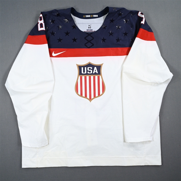 Pavelski, Joe *<br>White, Sochi Olympics, 2-13-14 vs. Slovakia<br>Team USA Hockey 2014<br>#8 Size: 60