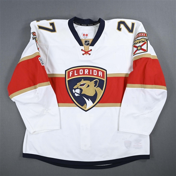 Bjugstad, Nick *<br>White Set 1 w/ NHL Centennial Patch<br>Florida Panthers 2016-17<br>#27 Size: 58