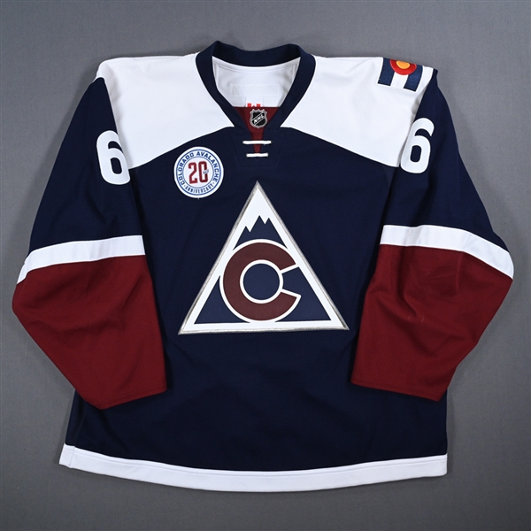 Johnson, Erik *<br>Third w/ 20th Anniversary Patch<br>Colorado Avalanche 2015-16<br>#6 Size: 58+