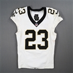 Lattimore, Marshon<br>White - Worn September 24, 2023 at Green Bay Packers - PHOTO-MATCHED<br>New Orleans Saints 2023<br>#23 Size: 40 SHORT CAP