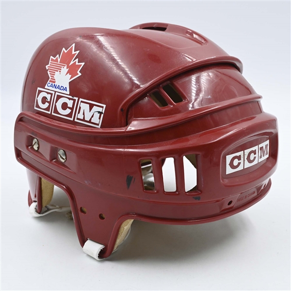 Lindros, Eric *<br>Red CCM Helmet - 1992 Winter Olympics - Video-Matched to Gold Medal Game<br>Team Canada 1992<br>#88 