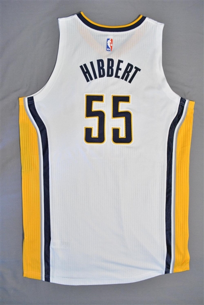 Hibbert, Roy<br>White Regular Season - Worn 1 Game (1/31/15)<br>Indiana Pacers 2014-15<br>#55 Size: 2XL+2