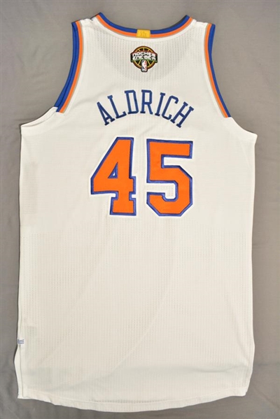 Aldrich, Cole<br>White “NOCHES ENE•BE•A” Jersey - Worn 1 Game (3/15/15)<br>New York Knicks 2014-15<br>#45 Size: 3XL+4