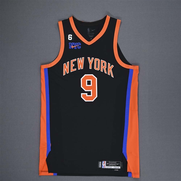 Barrett, RJ<br>Black City Edition - Worn 11/25/2022 (Recorded a Double-Double)<br>New York Knicks 2022-23<br>#9 Size: 48+4