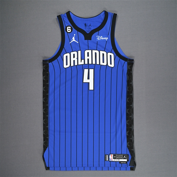 Suggs, Jalen<br>Blue Statement Edition - Worn 11/11/2022<br>Orlando Magic 2022-23<br>#4 Size: 48+6