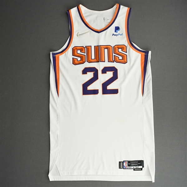 Ayton, Deandre<br>White Association Edition - Worn 10/27/21 - 1 of 2 (Recorded a Double-Double)<br>Phoenix Suns 2021-22<br>#22 Size: 50+6