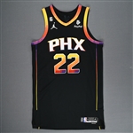 Ayton, Deandre<br>Black Statement Edition - Worn 1/19/2023 - 1 of 2 (Recorded a Double-Double)<br>Phoenix Suns 2022-23<br>#22 Size: 50+6