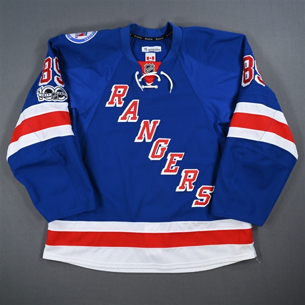 Buchnevich, Pavel *<br>Blue Set 2 w/ NHL Centennial & 90th Anniversary Patches<br>New York Rangers 2016-17<br>#89 Size: 56