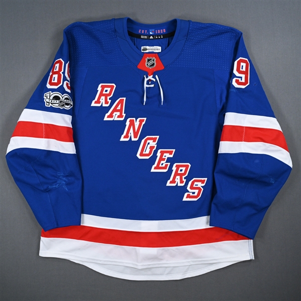 Buchnevich, Pavel *<br>Blue Set 1 w/ NHL Centennial Patch<br>New York Rangers 2017-18<br>#89 Size: 56
