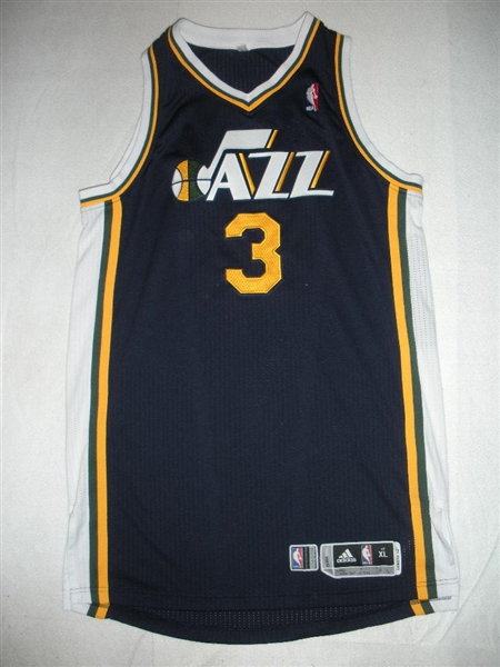 Burke, Trey<br>Navy Regular Season - Worn 1 Game (11/22/13) - 1st Half Only<br>Utah Jazz 2013-14<br>#3 Size: XL+2