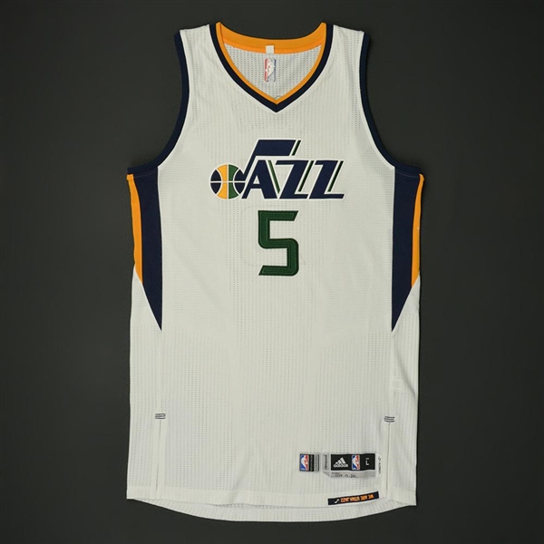 Hood, Rodney<br>White Regular Season - Worn 1 Game (11/2/16)<br>Utah Jazz 2016-17<br>#5 Size: L+2