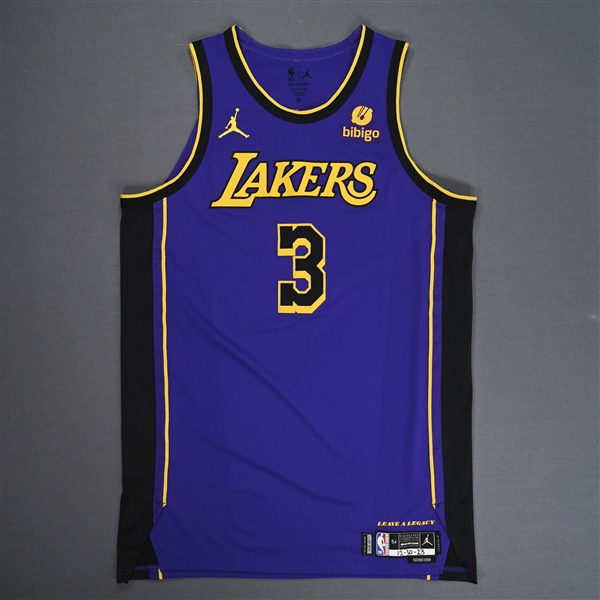 Davis, Anthony<br>Statement Edition - Worn 12/30/2023 (Recorded a Double-Double)<br>Los Angeles Lakers 2023-24<br>#3 Size: 54+6
