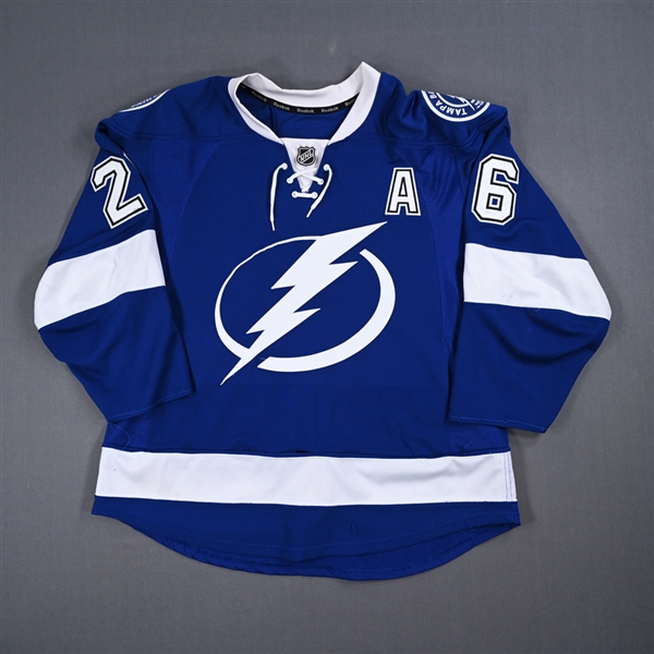 St. Louis, Martin *<br>Blue w/A - Photo-Matched to 12 Games - February 2, 2012 - March 22, 2012<br>Tampa Bay Lightning 2011-12<br>#26 Size: 52