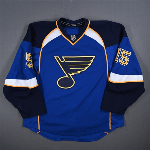 Langenbrunner, Jamie *<br>Blue Set 1 - Photo-Matched to Final Career Game - February 5, 2013<br>St. Louis Blues 2012-13<br>#15 Size: 56