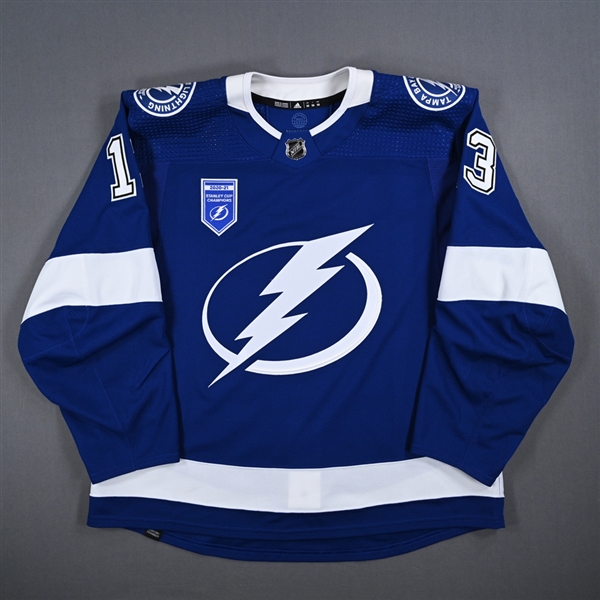 Katchouk, Boris *<br>Blue w/ Stanley Cup Champions Patch - Home Opener - Warm-Ups Only<br>Tampa Bay Lightning 2021-22<br>#13 Size: 56