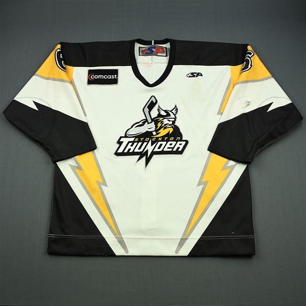 MacAulay, Kenny<br>White Set 1 w/5th Anniv. Patch (A removed)<br>Stockton Thunder 2009-10<br>#6 Size: 54