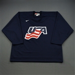 Brown, Dustin * <br>Blue, U.S. Olympic Mens Orientation Camp Worn Jersey, Signed<br>USA 2009<br>#23 Size: XL