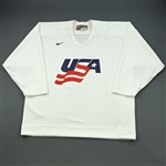Hainsey, Ron * <br>White, U.S. Olympic Mens Orientation Camp Worn Jersey, Signed<br>USA 2009<br>#6 Size: XL